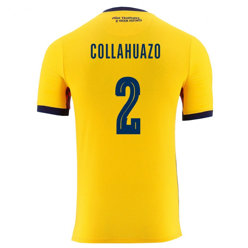 Danxen Män Ecuador Jair Collahuazo #2 Gul Marin Hemmatröja Matchtröjor 26-28 Tröjor T-Tröja