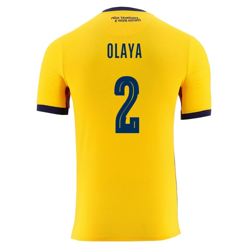 Danxen Män Ecuador Virgilio Olaya #2 Gul Marin Hemmatröja Matchtröjor 26-28 Tröjor T-Tröja