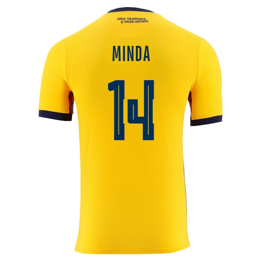 Danxen Män Ecuador Alan Minda #14 Gul Marin Hemmatröja Matchtröjor 26-28 Tröjor T-Tröja