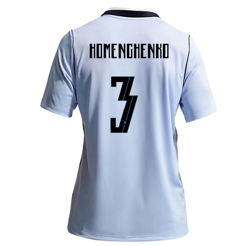Danxen Män Uruguay Santiago Homenchenko #3 Himmelblå Vit Hemmatröja Matchtröjor 26-28 Tröjor T-Tröja