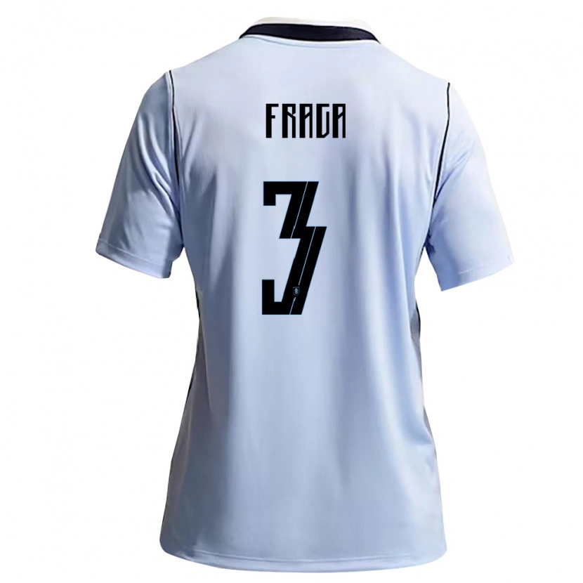 Danxen Män Uruguay Luca Fraga #3 Himmelblå Vit Hemmatröja Matchtröjor 26-28 Tröjor T-Tröja