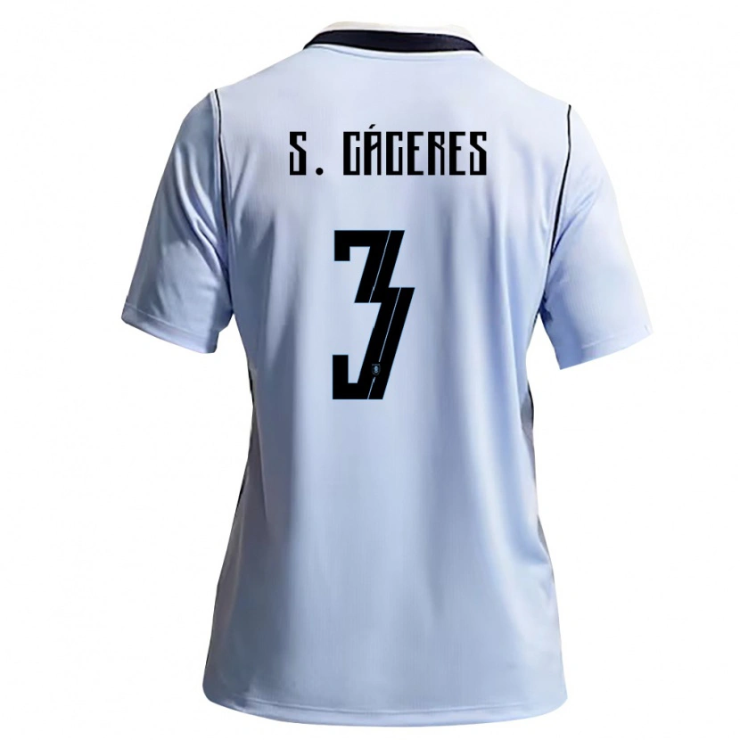 Danxen Män Uruguay Sebastián Cáceres #3 Himmelblå Vit Hemmatröja Matchtröjor 26-28 Tröjor T-Tröja