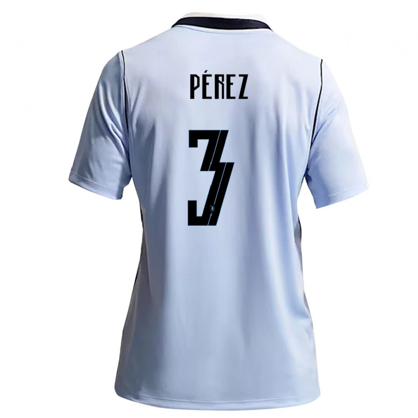 Danxen Män Uruguay Nicolás Pérez #3 Himmelblå Vit Hemmatröja Matchtröjor 26-28 Tröjor T-Tröja