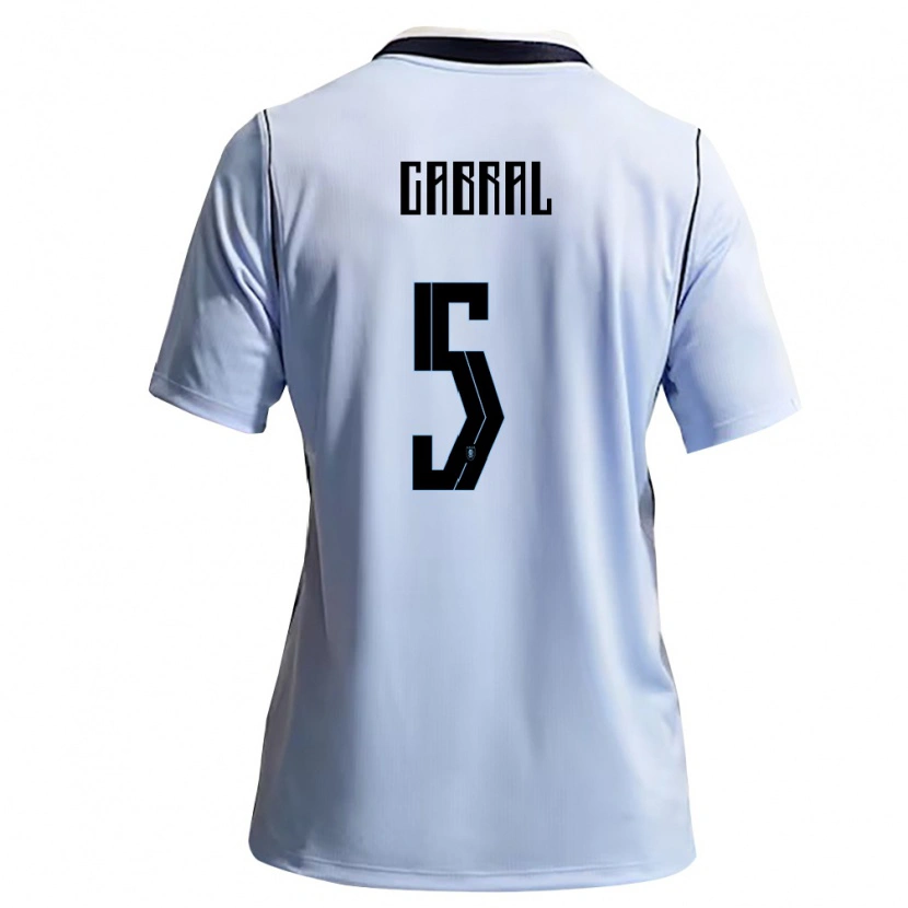 Danxen Män Uruguay Maximo Cabral #5 Himmelblå Vit Hemmatröja Matchtröjor 26-28 Tröjor T-Tröja