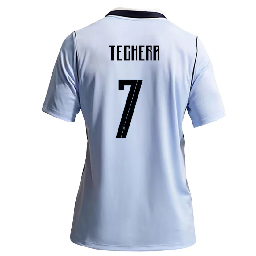 Danxen Män Uruguay Facundo Techera #7 Himmelblå Vit Hemmatröja Matchtröjor 26-28 Tröjor T-Tröja