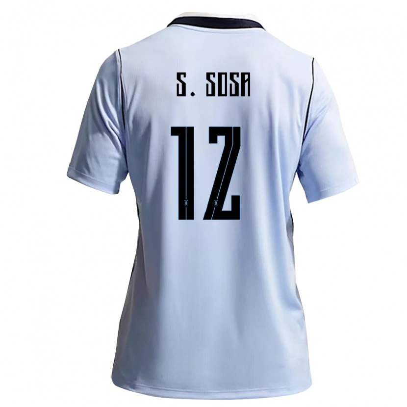 Danxen Män Uruguay Sebastian Sosa #12 Himmelblå Vit Hemmatröja Matchtröjor 26-28 Tröjor T-Tröja