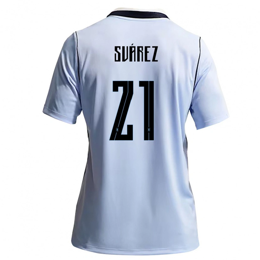 Danxen Män Uruguay Pablo Suárez #21 Himmelblå Vit Hemmatröja Matchtröjor 26-28 Tröjor T-Tröja