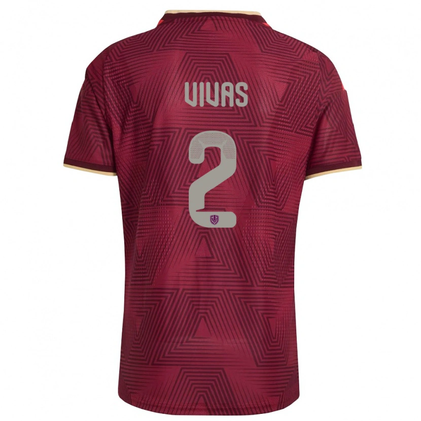 Danxen Män Venezuela Carlos Vivas #2 Burgund Guld Gul Hemmatröja Matchtröjor 26-28 Tröjor T-Tröja