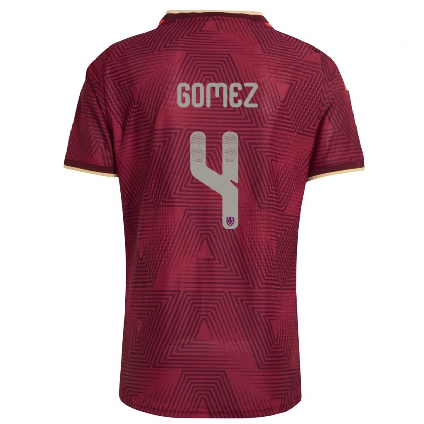 Danxen Män Venezuela Santiago Gómez #4 Burgund Guld Gul Hemmatröja Matchtröjor 26-28 Tröjor T-Tröja