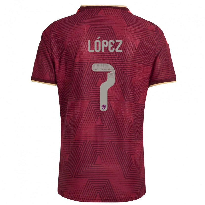Danxen Män Venezuela José López #7 Burgund Guld Gul Hemmatröja Matchtröjor 26-28 Tröjor T-Tröja