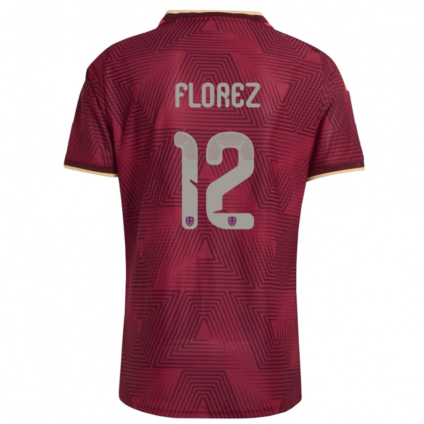 Danxen Män Venezuela Génesis Flórez #12 Burgund Guld Gul Hemmatröja Matchtröjor 26-28 Tröjor T-Tröja