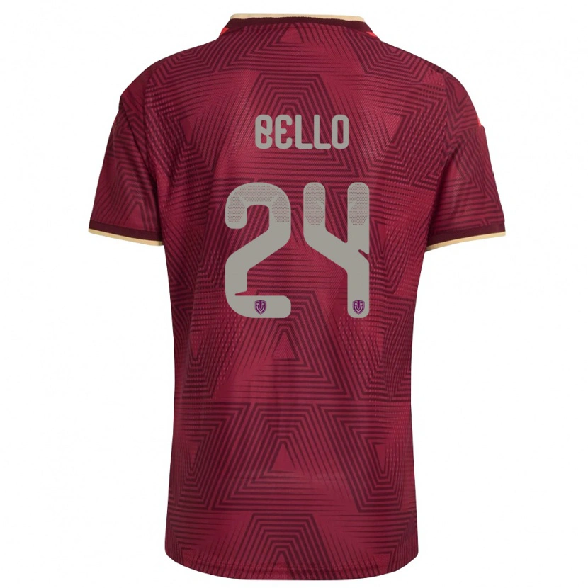 Danxen Män Venezuela Eugenio Bello #24 Burgund Guld Gul Hemmatröja Matchtröjor 26-28 Tröjor T-Tröja