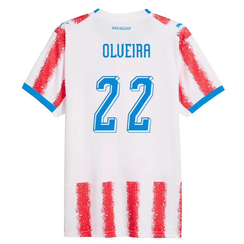 Danxen Män Paraguay Gastón Olveira #22 Vit Röd Blå Hemmatröja Matchtröjor 26-28 Tröjor T-Tröja