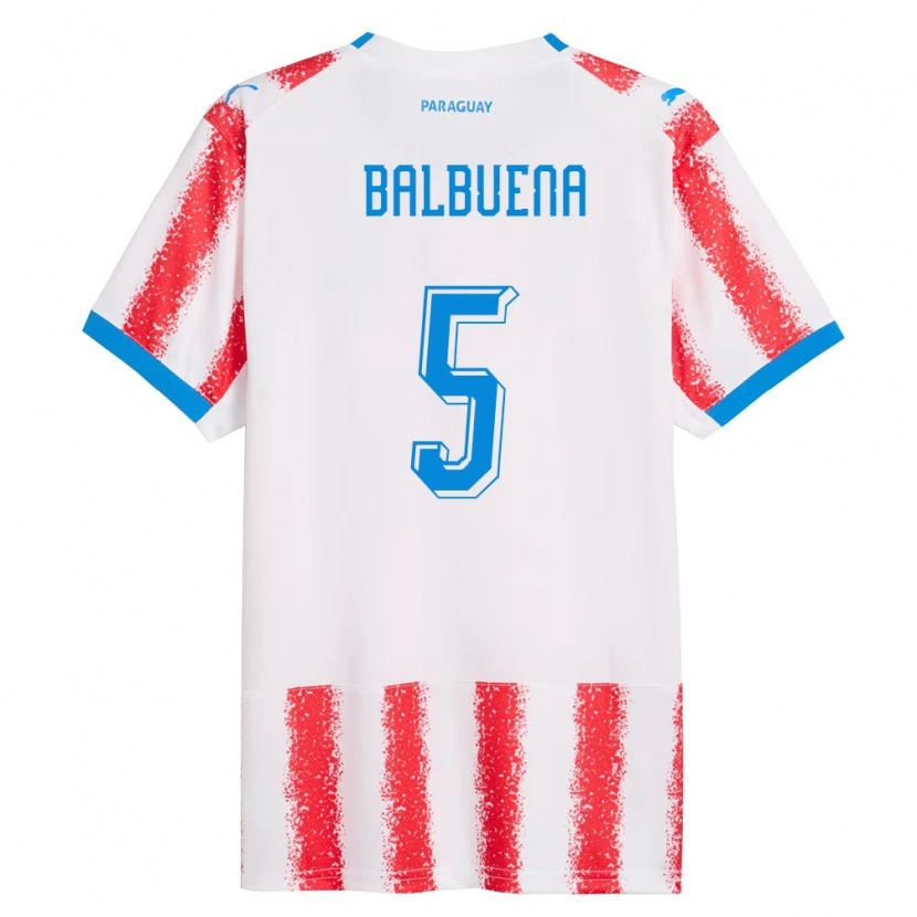 Danxen Män Paraguay Fabián Balbuena #5 Vit Röd Blå Hemmatröja Matchtröjor 26-28 Tröjor T-Tröja