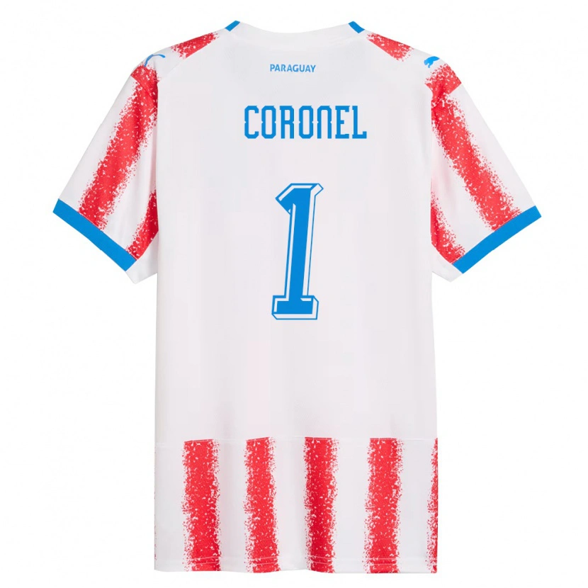 Danxen Män Paraguay Carlos Coronel #1 Vit Röd Blå Hemmatröja Matchtröjor 26-28 Tröjor T-Tröja