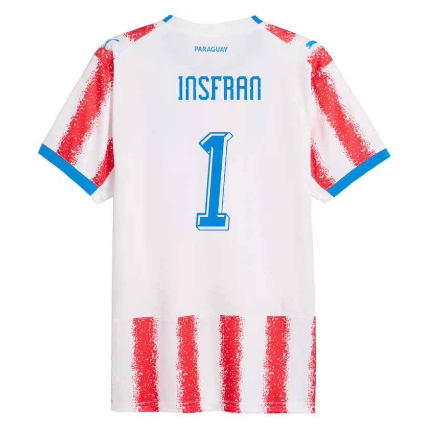 Danxen Män Paraguay Facundo Insfrán #1 Vit Röd Blå Hemmatröja Matchtröjor 26-28 Tröjor T-Tröja