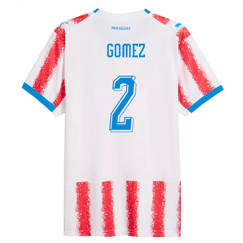 Danxen Män Paraguay Rodrigo Gómez #2 Vit Röd Blå Hemmatröja Matchtröjor 26-28 Tröjor T-Tröja