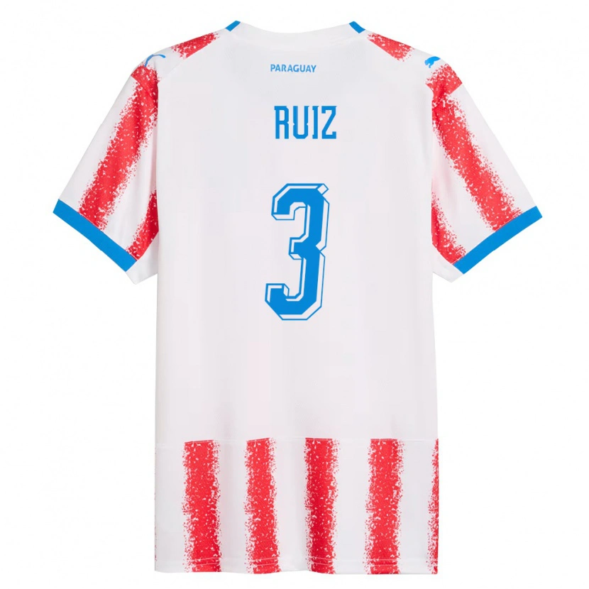 Danxen Män Paraguay Christhian Ruiz #3 Vit Röd Blå Hemmatröja Matchtröjor 26-28 Tröjor T-Tröja