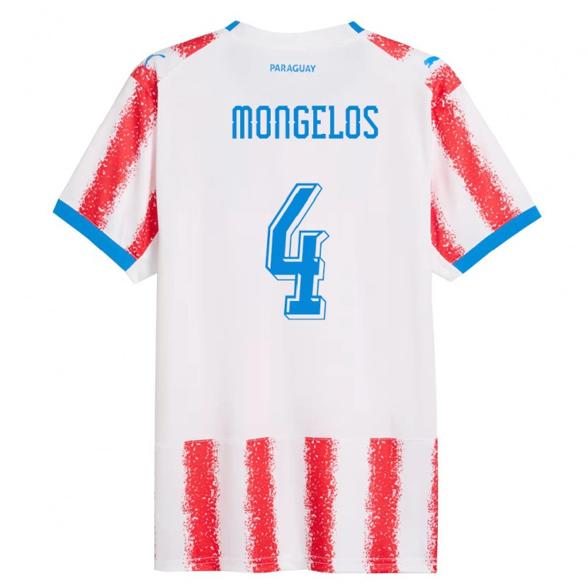 Danxen Män Paraguay Rolando Mongelós #4 Vit Röd Blå Hemmatröja Matchtröjor 26-28 Tröjor T-Tröja