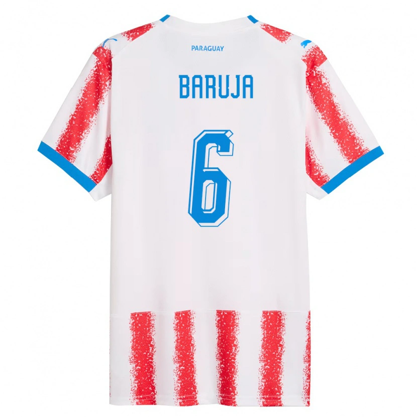 Danxen Män Paraguay Fabrizio Baruja #6 Vit Röd Blå Hemmatröja Matchtröjor 26-28 Tröjor T-Tröja