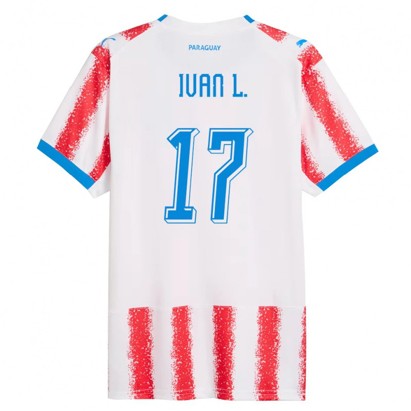 Danxen Män Paraguay Iván Leguizamón #17 Vit Röd Blå Hemmatröja Matchtröjor 26-28 Tröjor T-Tröja