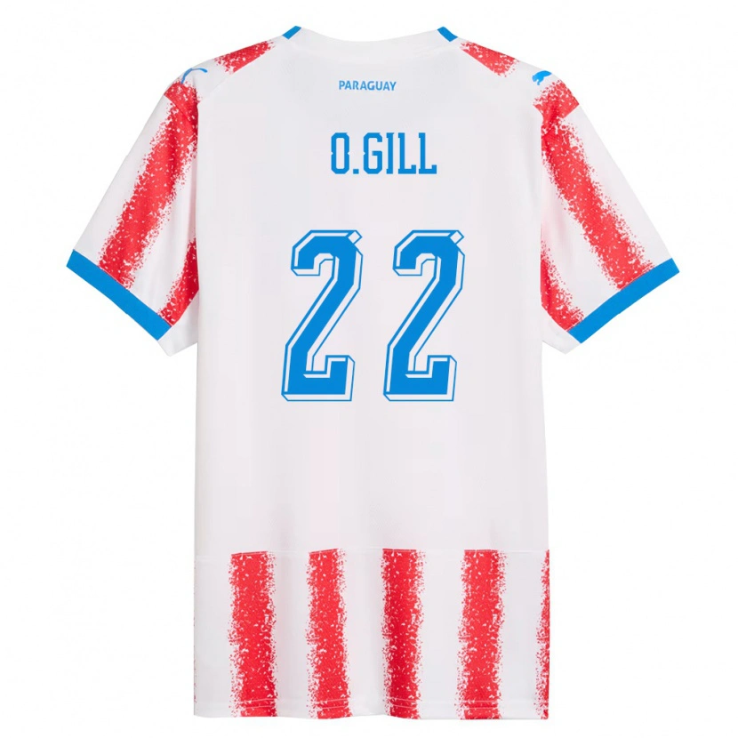 Danxen Män Paraguay Orlando Gill #22 Vit Röd Blå Hemmatröja Matchtröjor 26-28 Tröjor T-Tröja
