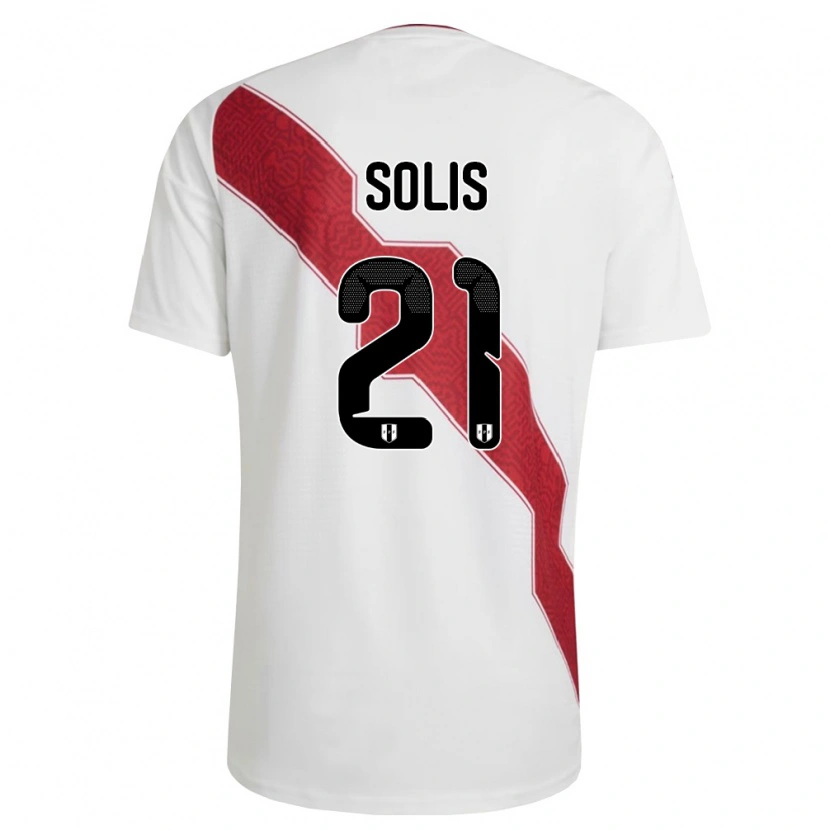 Danxen Män Peru Renato Solís #21 Vit Röd Svart Hemmatröja Matchtröjor 26-28 Tröjor T-Tröja