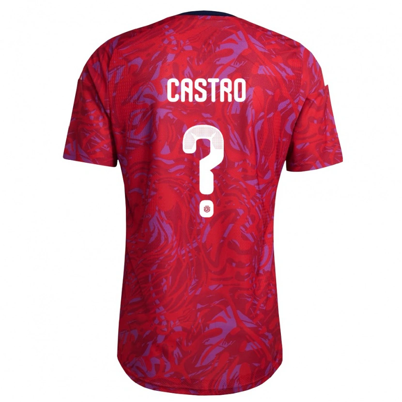 Danxen Män Costa Rica Mathias Castro #0 Röd Lila Marin Hemmatröja Matchtröjor 26-28 Tröjor T-Tröja