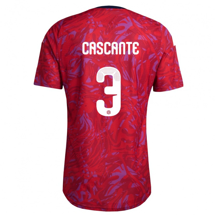 Danxen Män Costa Rica Julio Cascante #3 Röd Lila Marin Hemmatröja Matchtröjor 26-28 Tröjor T-Tröja