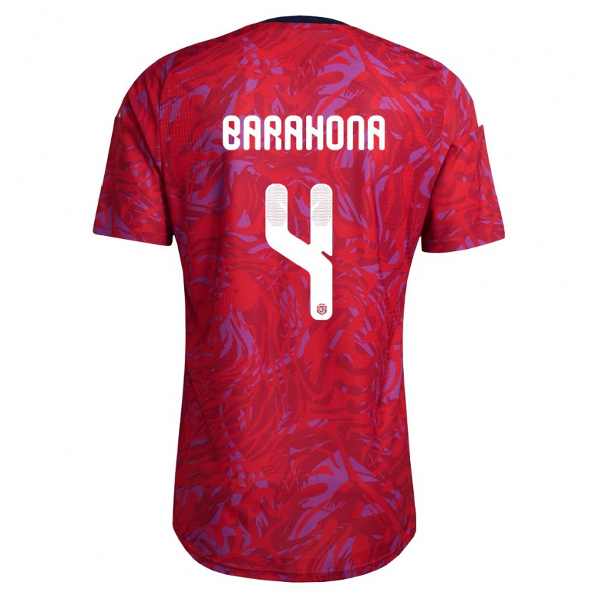 Danxen Män Costa Rica Carlos Barahona #4 Röd Lila Marin Hemmatröja Matchtröjor 26-28 Tröjor T-Tröja