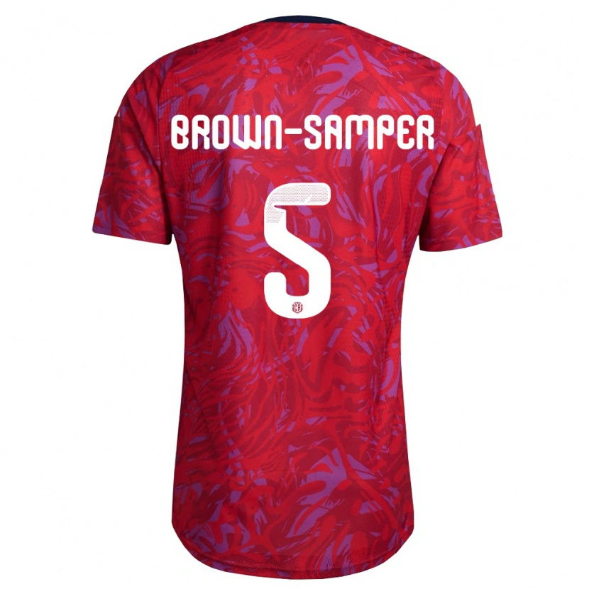 Danxen Män Costa Rica Isaac Brown-Samper #5 Röd Lila Marin Hemmatröja Matchtröjor 26-28 Tröjor T-Tröja