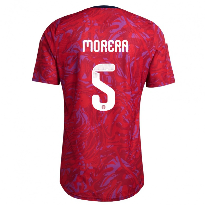 Danxen Män Costa Rica Andrés Morera #5 Röd Lila Marin Hemmatröja Matchtröjor 26-28 Tröjor T-Tröja