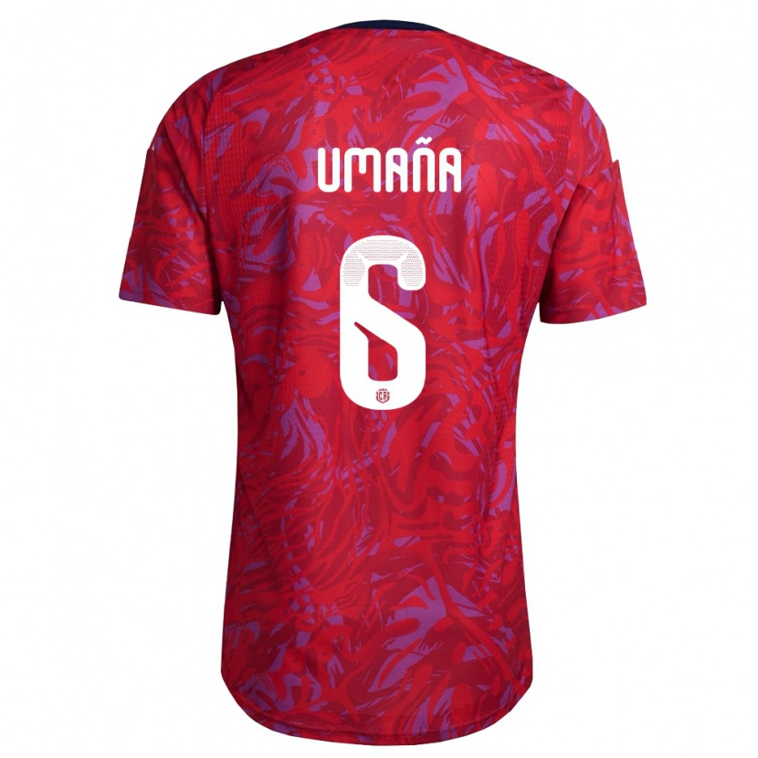 Danxen Män Costa Rica Ernesto Umaña #6 Röd Lila Marin Hemmatröja Matchtröjor 26-28 Tröjor T-Tröja
