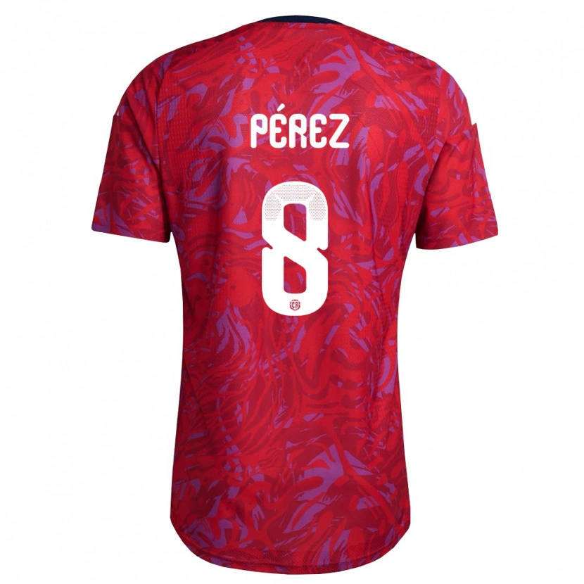 Danxen Män Costa Rica Adriel Pérez #8 Röd Lila Marin Hemmatröja Matchtröjor 26-28 Tröjor T-Tröja