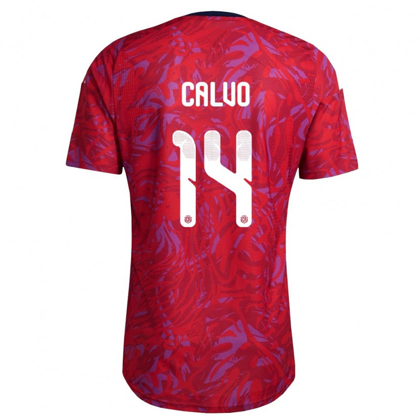Danxen Män Costa Rica Isaac Calvo #14 Röd Lila Marin Hemmatröja Matchtröjor 26-28 Tröjor T-Tröja