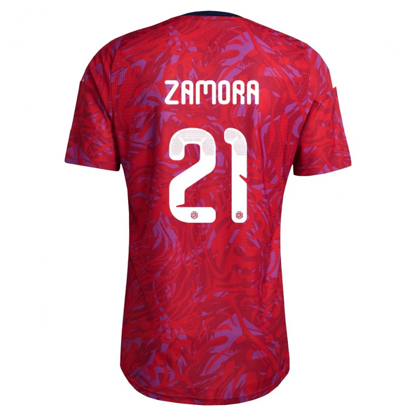 Danxen Män Costa Rica Álvaro Zamora #21 Röd Lila Marin Hemmatröja Matchtröjor 26-28 Tröjor T-Tröja