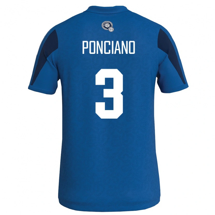 Danxen Män El Salvador Emir Ponciano #3 Blå Marin Hemmatröja Matchtröjor 26-28 Tröjor T-Tröja