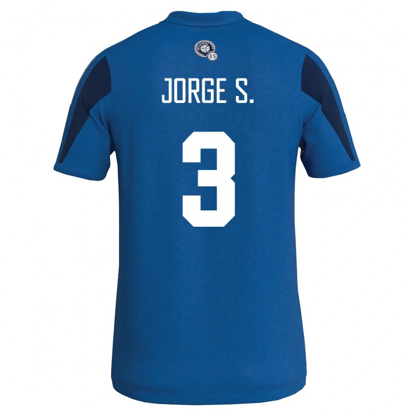 Danxen Män El Salvador Jorge Sánchez #3 Blå Marin Hemmatröja Matchtröjor 26-28 Tröjor T-Tröja