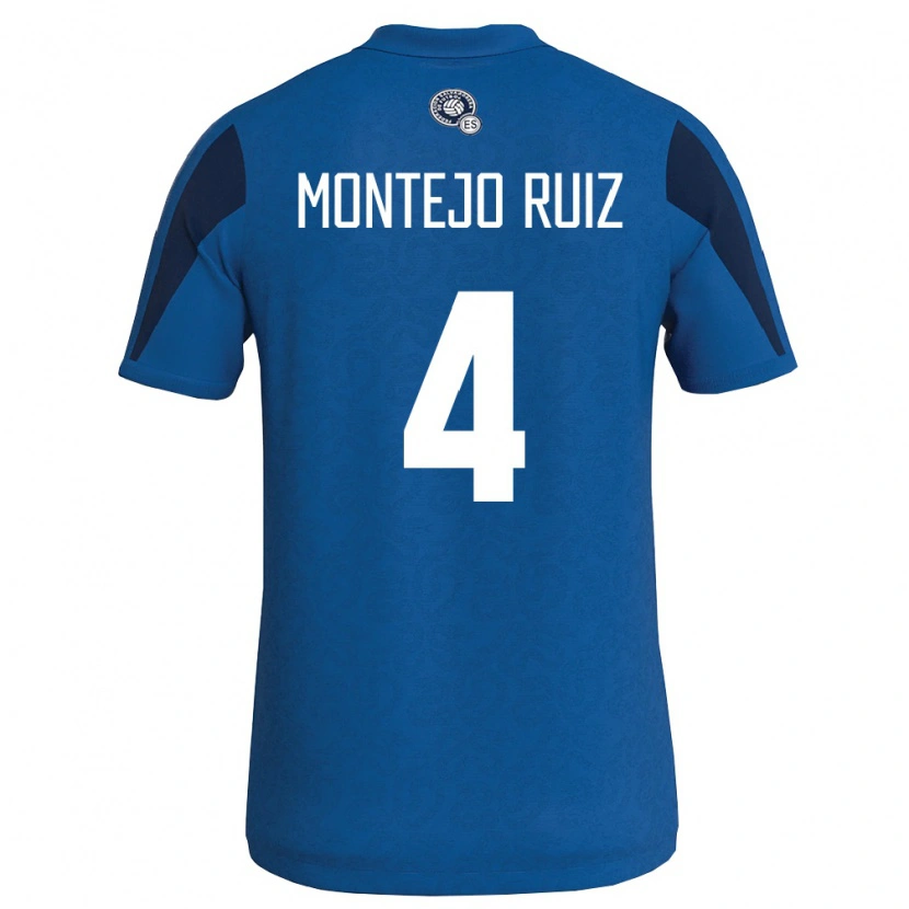 Danxen Män El Salvador David Montejo Ruiz #4 Blå Marin Hemmatröja Matchtröjor 26-28 Tröjor T-Tröja