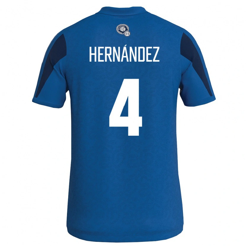 Danxen Män El Salvador Elaily Hernández #4 Blå Marin Hemmatröja Matchtröjor 26-28 Tröjor T-Tröja