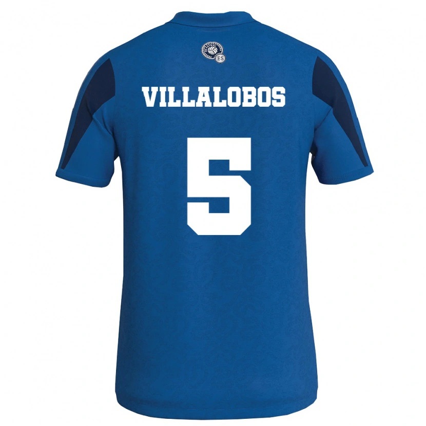 Danxen Män El Salvador Kristian Villalobos #5 Blå Marin Hemmatröja Matchtröjor 26-28 Tröjor T-Tröja