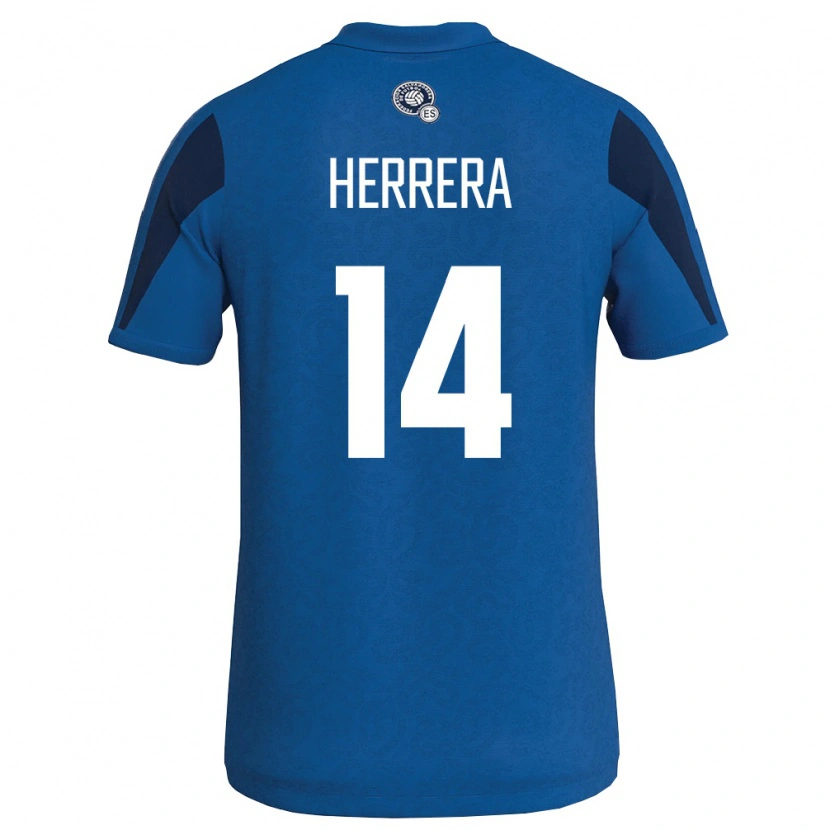 Danxen Män El Salvador Franco Herrera #14 Blå Marin Hemmatröja Matchtröjor 26-28 Tröjor T-Tröja