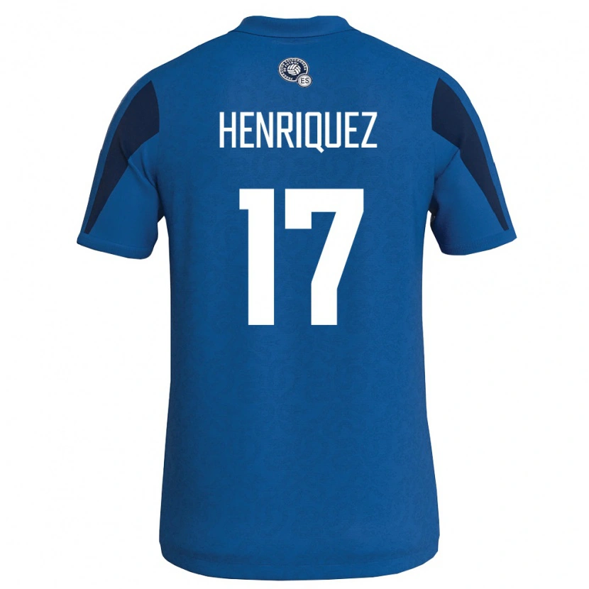 Danxen Män El Salvador Jairo Henríquez #17 Blå Marin Hemmatröja Matchtröjor 26-28 Tröjor T-Tröja