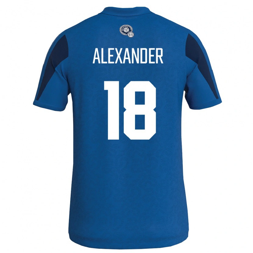 Danxen Män El Salvador Alexander Aguilar #18 Blå Marin Hemmatröja Matchtröjor 26-28 Tröjor T-Tröja