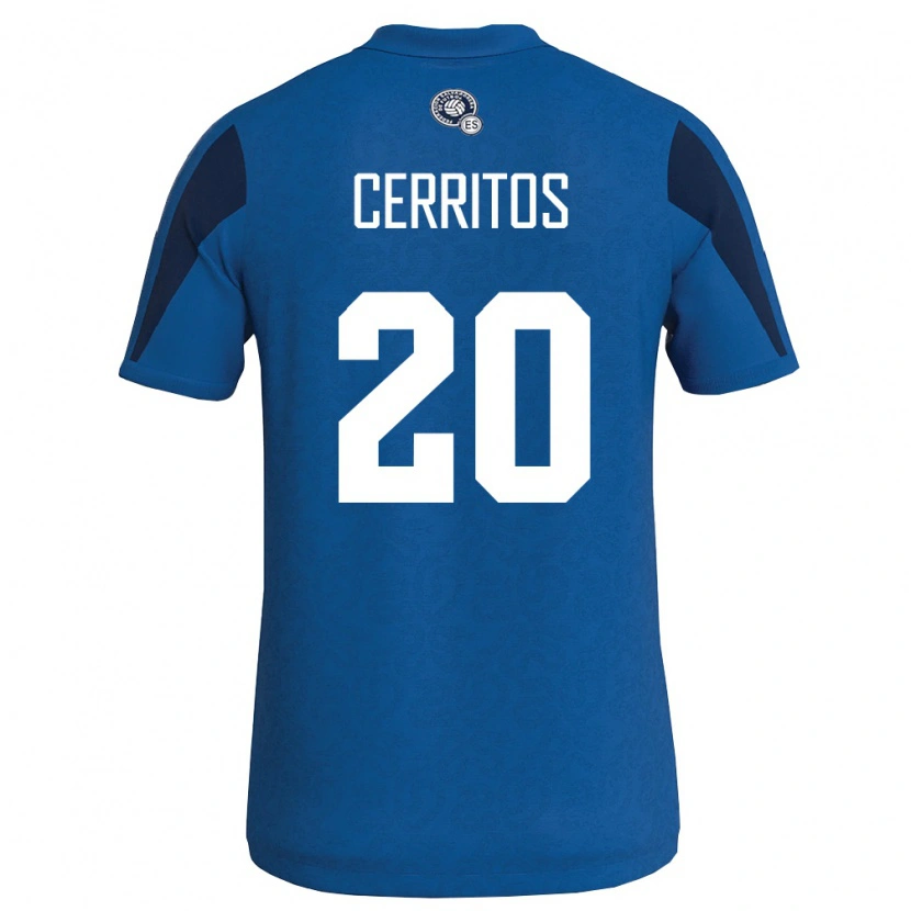Danxen Män El Salvador Mauricio Cerritos #20 Blå Marin Hemmatröja Matchtröjor 26-28 Tröjor T-Tröja