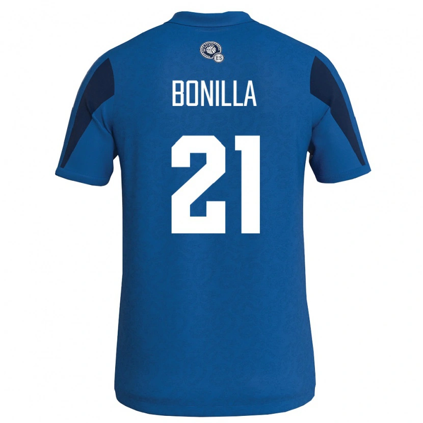 Danxen Män El Salvador Elmer Bonilla #21 Blå Marin Hemmatröja Matchtröjor 26-28 Tröjor T-Tröja