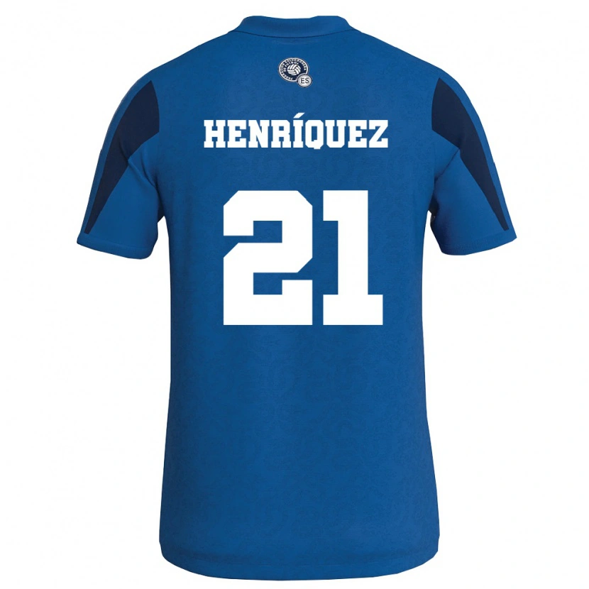 Danxen Män El Salvador Alejandro Henríquez #21 Blå Marin Hemmatröja Matchtröjor 26-28 Tröjor T-Tröja