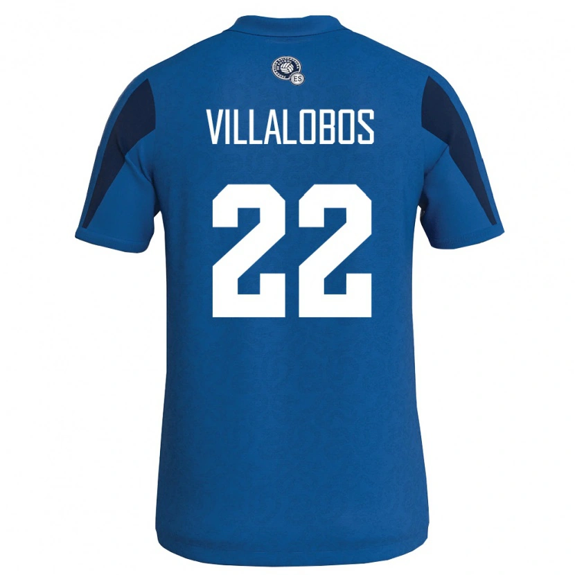 Danxen Män El Salvador Benjí Villalobos #22 Blå Marin Hemmatröja Matchtröjor 26-28 Tröjor T-Tröja