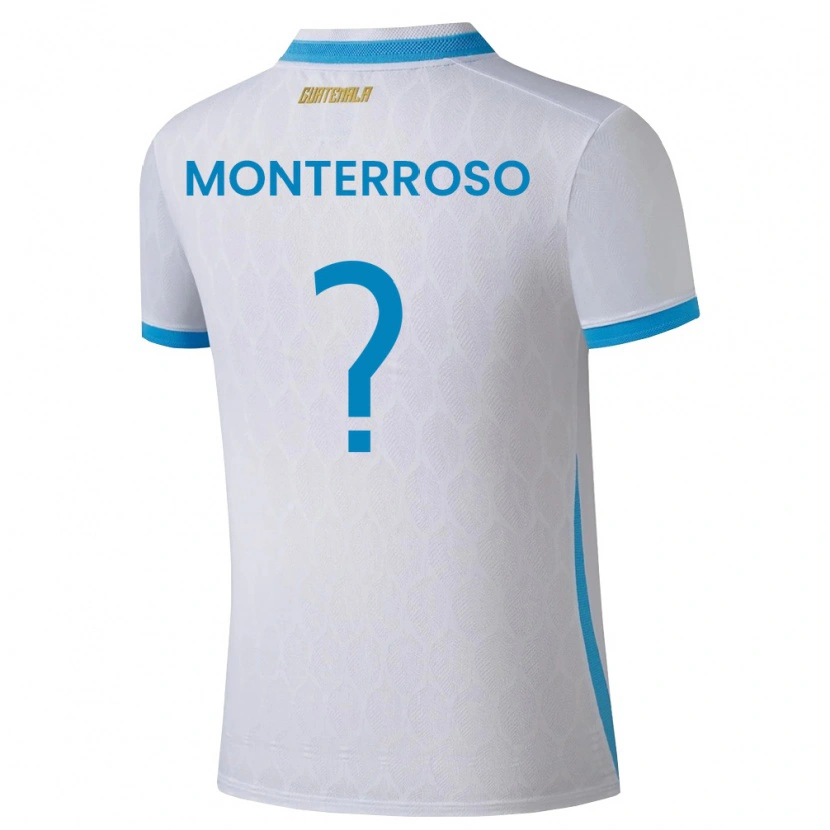 Danxen Män Gwatemala María Monterroso #0 Vit Himmelblå Guld Hemmatröja Matchtröjor 26-28 Tröjor T-Tröja