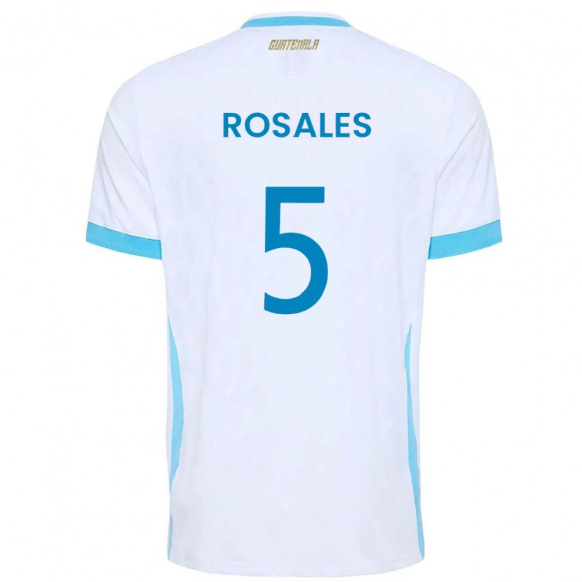 Danxen Män Gwatemala José Rosales #5 Vit Himmelblå Guld Hemmatröja Matchtröjor 26-28 Tröjor T-Tröja